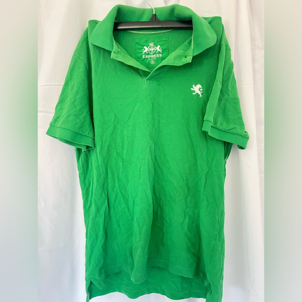 Express Men’s Small green Short Sleeve Polo Shirt casual textured cool golf chap